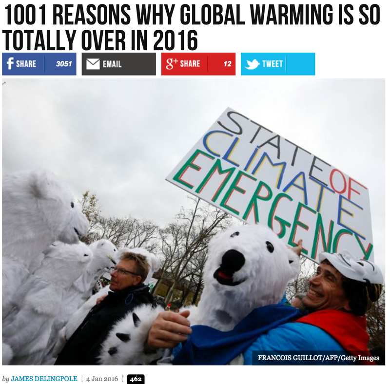 Titular: “1001 razones por las que el calentamiento global está superado en 2016"